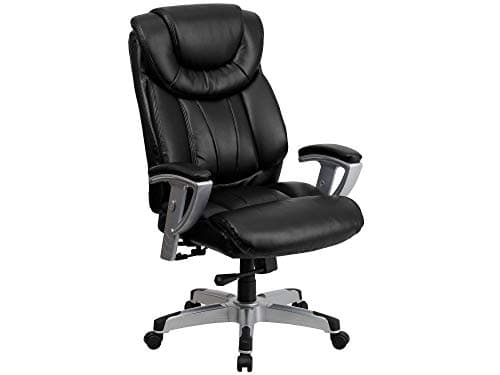 Flash Furniture HERCULES Series Big & Tall 400 lb. Rated Black LeatherSoft Executive Ergonomic Office Chair with Silver Adjustable Arms