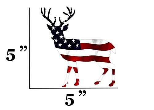 Rogue River Tactical Deer Hunter Buck Decal Silhouette American Flag USA Large 5x5 Inch Patriotic Auto Bumper Sticker Vinyl Car Truck RV SUV Boat Window Hunting