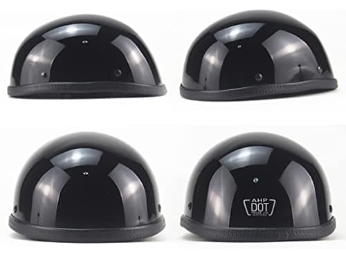Smallest Skull Cap Motorcycle Helmet,DOT Approved Ultra-Thin Comfortable Beanie Cruising Skull Cap Novelty Small Helmet Cool Half Shell Helmet Low Profile Cool Skull with Goggles (54-63CM)