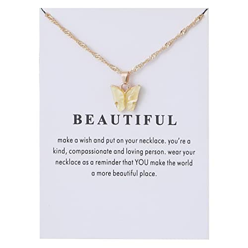 Rrdaily 9 Pcs Dainty Colorful Butterfly Pendant Necklace Set for Women,Bohemian Acrylic Butterfly Chain Necklace Cute Jewelry Gift