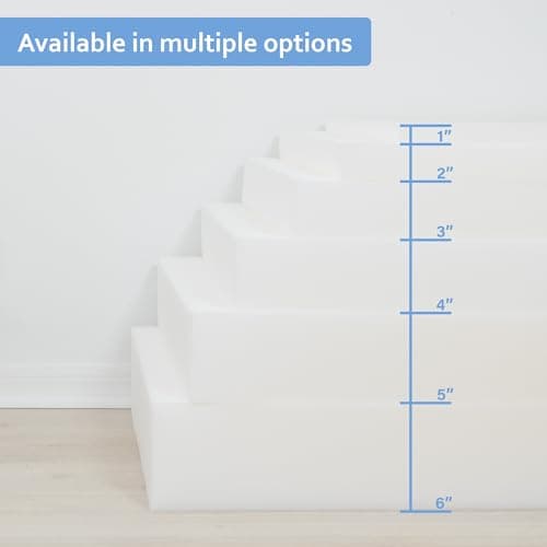 GoTo Foam 1" Height x 24" Width x 72" Length 44ILD (Firm) Upholstery Cushion Made in USA