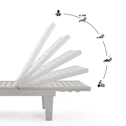 Nestl Patio Chairs - Grey Chaise Lounge Chair Outdoor, 5-Position Adjustable Sun Tanning Chair, Waterproof Pool Lounge Chairs Set of 2, Reclining Lawn Chair, Lightweight Outdoor Lounge Chairs