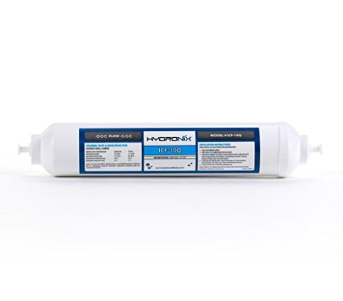 Hydronix ICF-10Q/3 Inline Post Activated Carbon Water Filter Replacement Cartridge with 1/4-Inch Quick Connect for Refrigerator, Ice Maker, RO Reverse Osmosis System, 2000 Gallons (3 Pack)