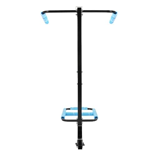 ALMULOO RV Hitch Mount Kayak Rack Fits up to 12'' Kayaks Vertical Standing Kayak Carrier 2'' Hitch Receiver Height Adjustable 150LBS for RV Truck SUV Steel