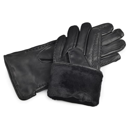 Harssidanzar Womens Winter Warm Lining Lambskin Leather Gloves Touchscreen Texting Warm Driving Gloves HL001US