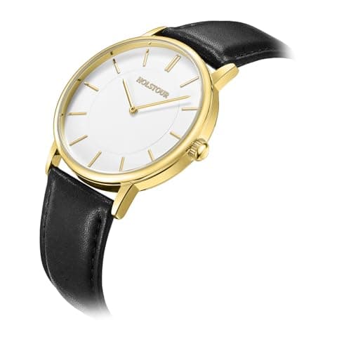 HOLSTOUR Watches for Mens Minimalist Fashion Business Wrist Watch Analog with Leather Strap