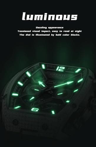 OLEVS GELATU Watch for Men Mechanical Luxury Diamond Watch Skeleton Automatic 50M Waterproof Sapphire Crystal Square Face Multi Calendar Function