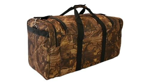 E-Z Roll 30 Inch EXTRA LARGE Tree Camouflage Duffel Bag-Oversized Travel & Outdoor/Hunting Gear Bag, 30x14x12 Inches,Heavy Duty, Water-Resistant in 5 Colors (NOT CARRY-ON SIZE) (Black Trim)