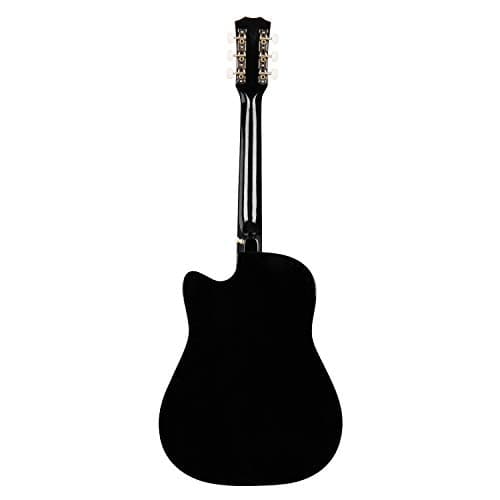 Joymusic 38 inch black beginner acoustic guitar,bundle with a strap with picks holder,digital tuner, set strings, capo,cleaning cloth,6 picks,gig bag.（JG-38C,BK）