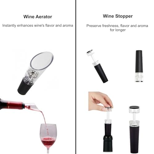 Electric Wine Opener with Wine Accessories -Rechargeable Wine Bottle Opener Set with Base, Wine Aerator, Foil Cutter and Wine Stoppers- Perfect Wine Gifts for Wine Lovers