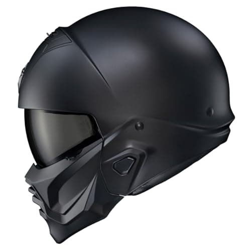 ScorpionEXO Covert 2 Open Face 3/4 Full Mode Motorcycle Helmet Bluetooth Ready Speaker Pockets Interchangeable Mouth Cover DOT Approved Solid (Matte Black - 3X-Large)