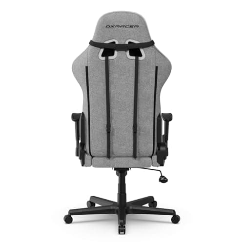 DXRacer Formula L Ergonomic Gaming Chair for Adults, Reclining Video Office Computer Gamer Chair with Lumbar Support and Headrest (Water-Resistant Fabric, Gray White)