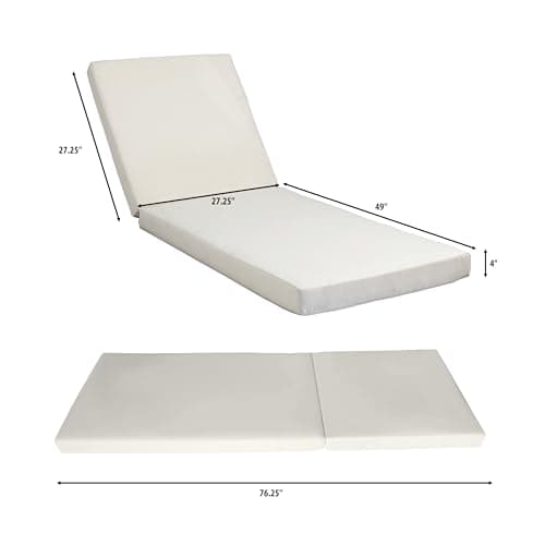 Christopher Knight Home Kayes Acacia Wood Chaise Lounge with 4'' Cushion, Outdoor 79'' Patio Recliner Chair with 4-Position Adjustable Backrest, Sun Lounger for Poolside Backyard, Teak+Cream