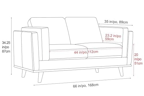 Valencia Artisan Full Leather Loveseat Sofa 66”| Pure Full Italian Nappa Leather Couch, Solid Wood Accent, Ultimate Comfort, Black