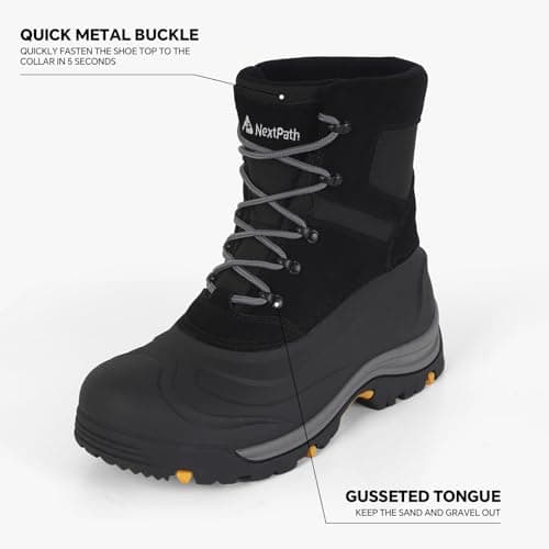 Nextpath Men's Snow Boots Winter Boots For Men Waterproof Insulated Winter Work Boots For Men 8 Inch Snow Hiking Boots