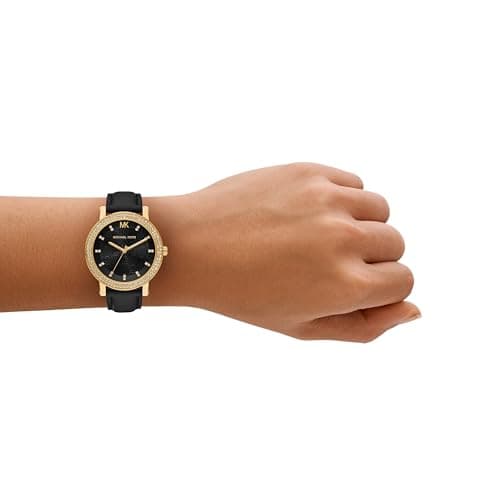 Michael Kors Corey Three-Hand Black Leather Watch