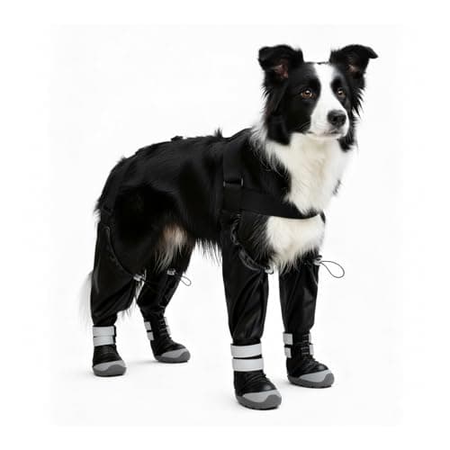YAQUHO Upgraded Dog Suspender Boots, Suspender Boots for Large Dogs, Waterproof Dog Rain Boot, Anti-Slip Winter Snow Dog Shoes Leggings, Adjustable Paws Protector for Outdoor Dogs Walking Hiking (L)