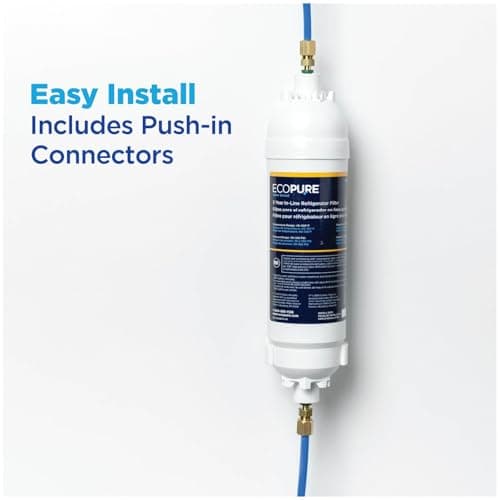EcoPure EPINL30 5-Year In-Line Refrigerator Water Filter – Universal Fit for Most Fridges, Ice Makers, RVs & Boats – Reduces Chlorine Taste & Odor – Easy DIY Install with 1/4" Fittings