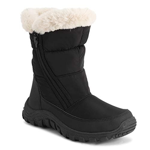 POLAR Womens Memory Foam Twin Zip Opening Pull On Nylon Waterproof Thick Faux Fur Lined Winter Rain Snow Boots