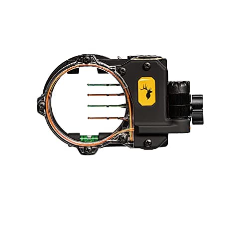 Trophy Ridge React H4 Bow Sight - 4 Pin Sight, Tool Less Windage and Elevation Adustability, 2nd Axis Leveling, Adjustable Click Light