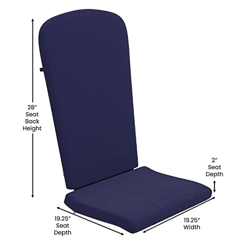 Flash Furniture Charlestown Set of 2 Adirondack Chair Cushions - Blue Fabric Cushions - 2" Thick Padding - Indoor/Outdoor - Patio Chair Replacement Cushions