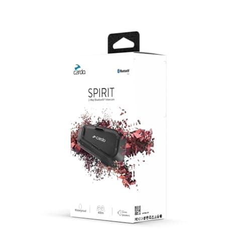 Cardo Systems Spirit Motorcycle Bluetooth Communication Headset, 2-Way Bluetooth, Thin 32mm Speakers, Waterproof, Universal Connectivity - Single Pack