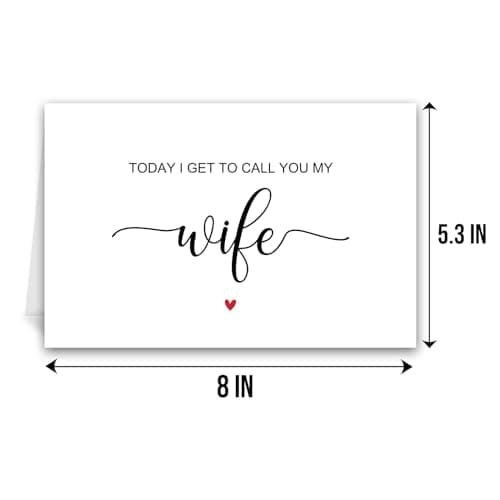 Qiliji Today I Get To Call You My Wife Wedding Day Card, To My Wife on Our Wedding Day Card, Wedding Day Vow Card for Bride, Bride Gift from Groom