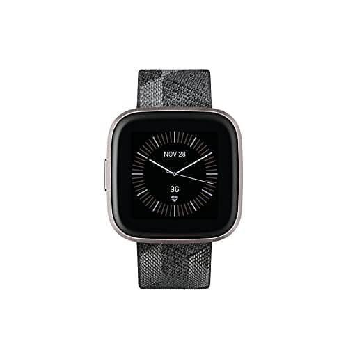 Fitbit Versa 2 Special Edition Health and Fitness Smartwatch with Heart Rate, Music, Alexa Built-In, Sleep and Swim Tracking, Smoke Woven/Mist Grey, One Size (S and L Bands Included)