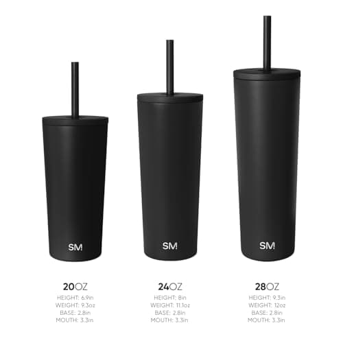 Simple Modern Insulated Tumbler with Lid and Straw | Iced Coffee Cup Reusable Stainless Steel Water Bottle Travel Mug | Gifts for Women Men Her Him | Classic Collection | 24oz | Blue Dune