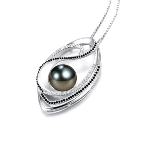NONNYL Mothers Day Gifts for Mom, Wife, Women - Tahitian Black Pearl Necklace - Wedding, Birthday, Anniversary, Valentine's, Christmas Jewelry B0CSKR4M5V