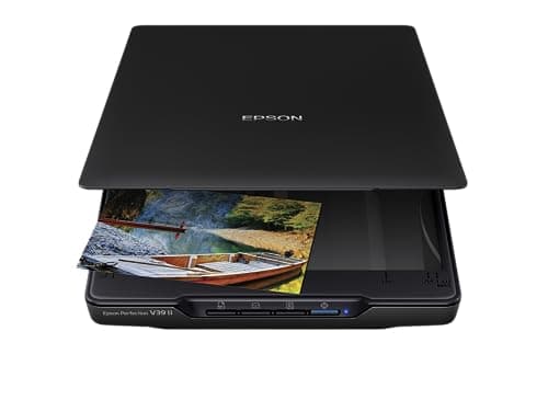 Epson - Perfection V39 II - Color Photo and Document Flatbed Scanner - 4800 dpi Optical Resolution - High-Rise, Removable Lid - Scan to Cloud - USB Power - Image Scanning - Black