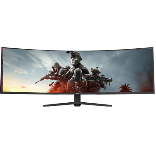 ZZA 49" Curved Gaming Monitor | 5120x1440 Dual QHD, 165Hz/144Hz, 1500R, 32:9 Ultra-Wide, AMD FreeSync, 120% sRGB, Height Adjustable, HDMI 2.1 & DisplayPort 1.4, VESA Mount, Black
