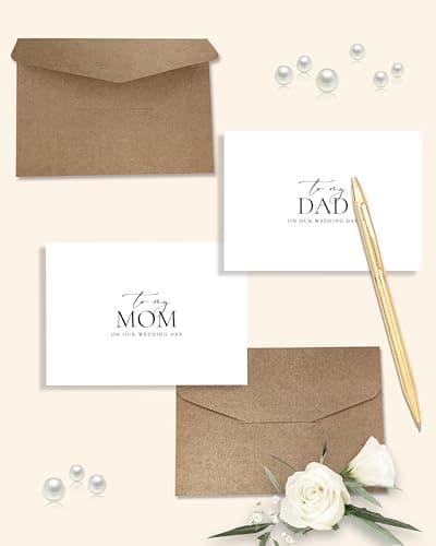 Set of 2 Wedding Day Card for Parents, To My Dad and Mom On Our Wedding Day, Parents Of The Bride/Groom Gifts. （Dad/Mom A）