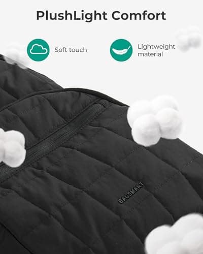 BAGSMART College Laptop Backpack, Travel Backpack for Women, Quilted Casual Daypack, Water-Resistant Bookbag for 15.6 Inch Laptop, Black