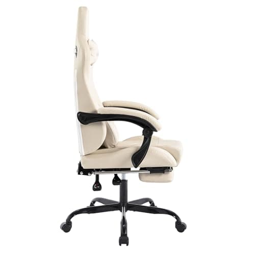 Gaming Chair with Footrest Ergonomic Computer Chair Massage Lumbar Cushion, Racing Video Game Chair Adjustable Rocker Recliner Executive Office Desk Chair Pu Leather for Adults