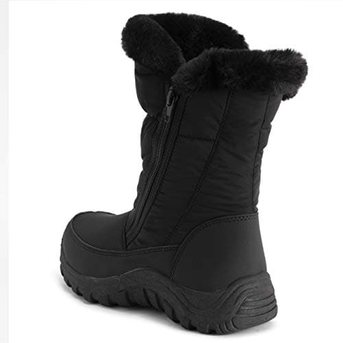 POLAR Womens Memory Foam Twin Zip Opening Pull On Nylon Waterproof Thick Faux Fur Lined Winter Rain Snow Boots