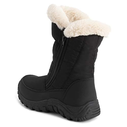 POLAR Womens Memory Foam Twin Zip Opening Pull On Nylon Waterproof Thick Faux Fur Lined Winter Rain Snow Boots