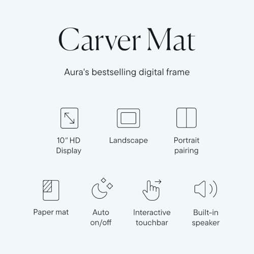 Aura Digital HD Picture Frame, Best Frame for Gifting, (10" - Carver Black Mat) B0GMKR3PJ7