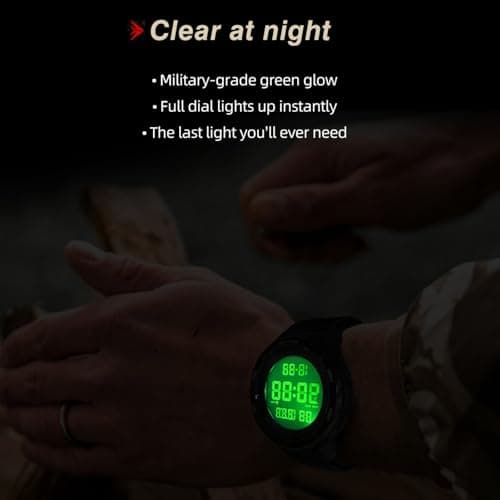 CakCity Digital Watch Military Watches for Men Black Tactical Sports Waterproof Men's Women's Wrist Watch with LED Backlight Nylon Band Stopwatch,Green