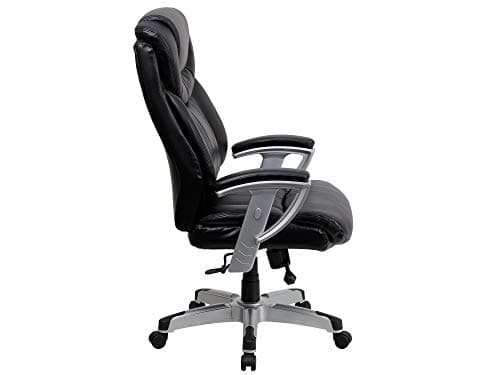Flash Furniture HERCULES Series Big & Tall 400 lb. Rated Black LeatherSoft Executive Ergonomic Office Chair with Silver Adjustable Arms