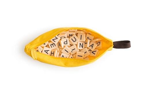 Bananagrams Classic Word Game – Fast-Paced Spelling & Anagram, Family & Travel Game , 144 Letter Tiles in Portable Banana Pouch, 1–8 Players, Educational Wordplay Fun for Ages 7+