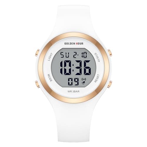 GOLDEN HOUR Waterproof Sport Women's Digital Chronograph Silicone Strap Watch