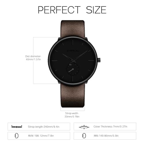 FIZILI Mens Watches Ultra-Thin Minimalist Waterproof-Fashion Wrist Watch for Men Unisex Dress with Leather Band