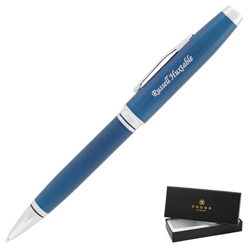 Personalized, Custom Engraved Cross Pen for Men or Women | Cross Coventry Ballpoint Pen | Luxury Gift for Office, Graduation and Business [Blue Lacquer with Chrome Trim]