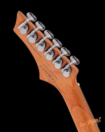 Leo Jaymz Electric Guitar Hurricane Deluxe See What You Get Series, Mahogany Body, Roasted Maple Neck, Rosewood Fretboard, Locking Tuners, Rounded Frets, Case (S-Grade, VC-0010)