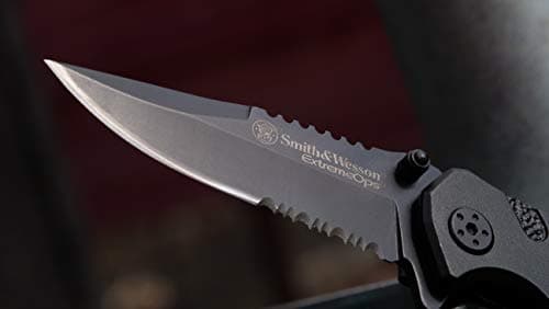 Smith & Wesson Accessories Extreme Ops SWA24S 7.1in S.S. Folding Knife with 3.1in Serrated Clip Point Blade and Aluminum Handle for Outdoor