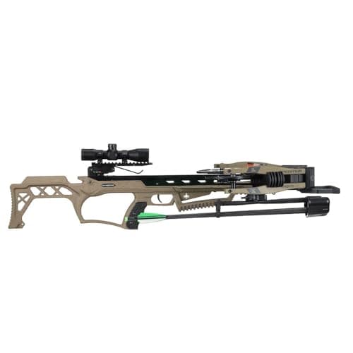 Xpedition Archery Xpedite 420 Crossbow with Rope and Crank Cocking Device, Compound Crossbow Package with Illuminated 4X32 Scope, 420 Feet Per Second