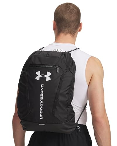 Under Armour Unisex Hustle Sackpack, (001) Black/Black/White, One Size Fits Most