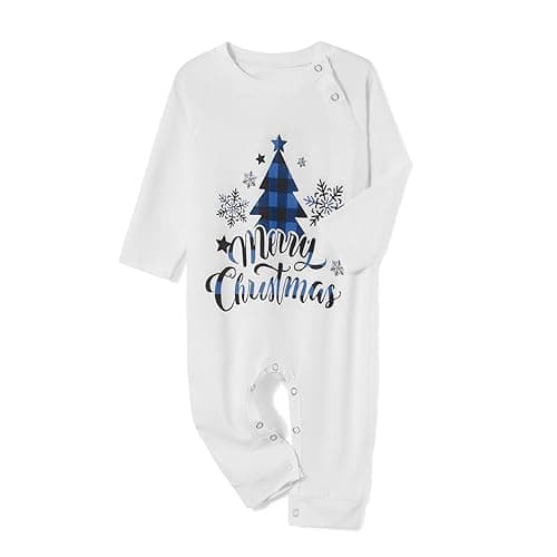 Awoscut Christmas Family Matching Pajamas Sets Christmas PJ's Letter Print Top and Plaid Pants Jammies Sleepwear