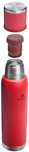 Stanley Adventure-To-Go Vacuum Bottle 1.4 qt | Wide Mouth with Leakproof Cup Lid | Keep Drinks Hot or Cold | Packable for Travel | Insulated Stainless Steel Thermal Bottle | BPA-Free | Chili Red